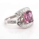 Ogden of Harrogate Jewellery Platinum Single Stone Pink Tourmaline And Diamond Surround Cluster Ring