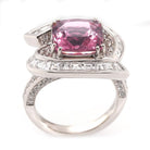 Ogden of Harrogate Jewellery Platinum Single Stone Pink Tourmaline And Diamond Surround Cluster Ring