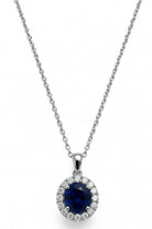 Ogden Of Harrogate Jewellery Round Sapphire and Diamond Pendant and Chain, 18ct White Gold