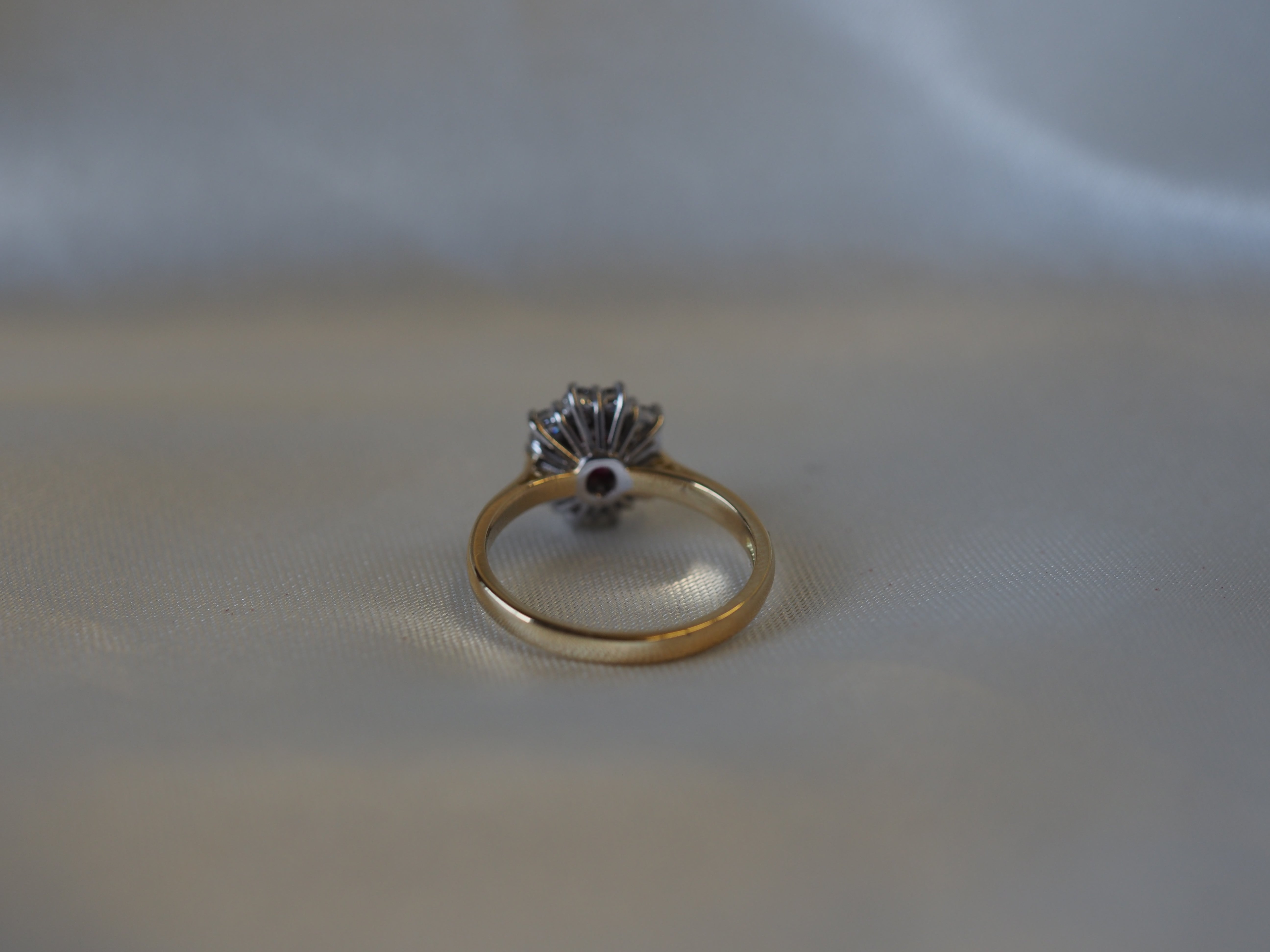 Ogden of Harrogate Jewellery Ruby and Diamond Cluster Ring in 18ct Yellow Gold