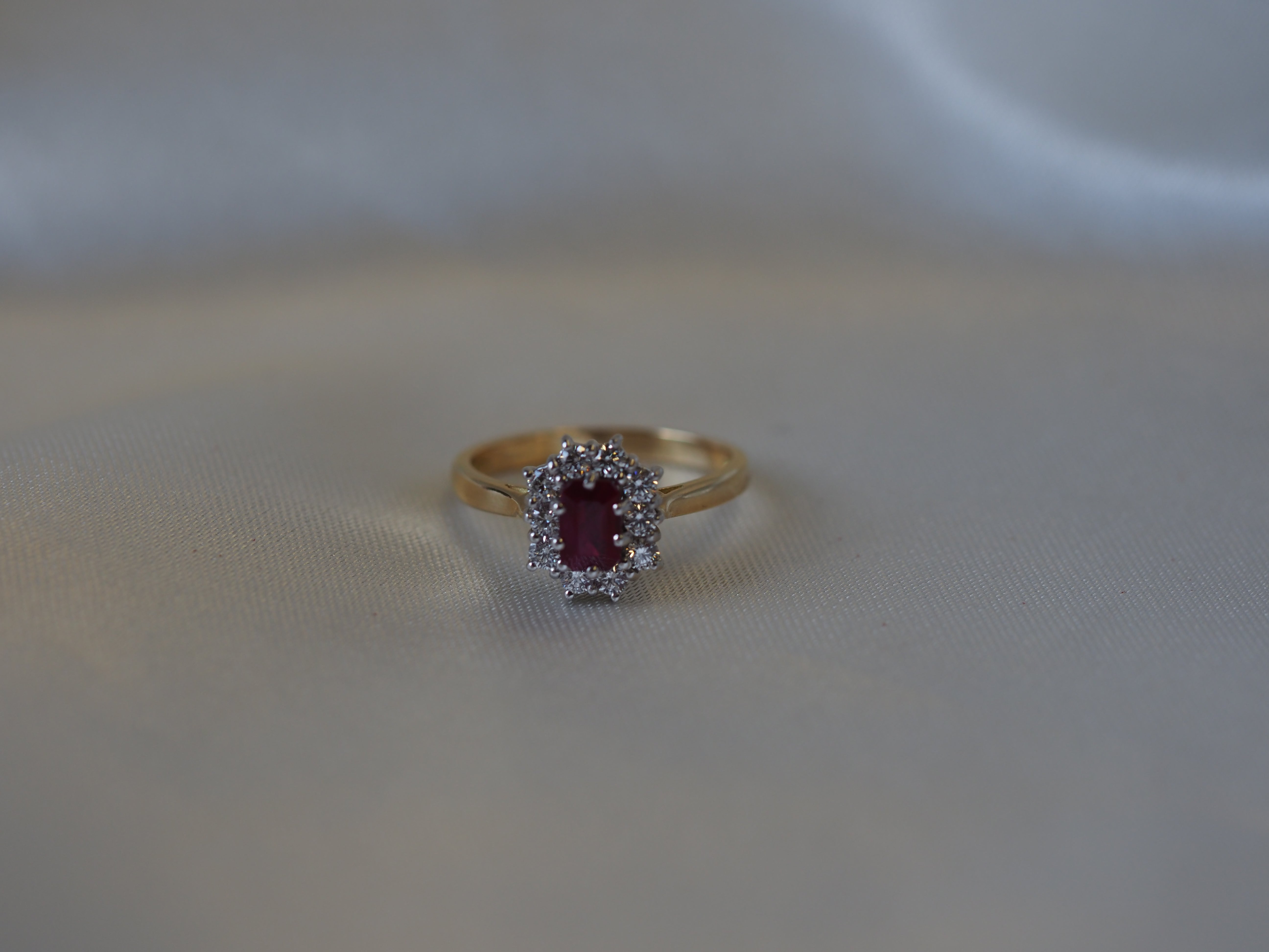 Ogden of Harrogate Jewellery Ruby and Diamond Cluster Ring in 18ct Yellow Gold