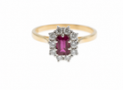 Ogden of Harrogate Jewellery Ruby and Diamond Cluster Ring in 18ct Yellow Gold
