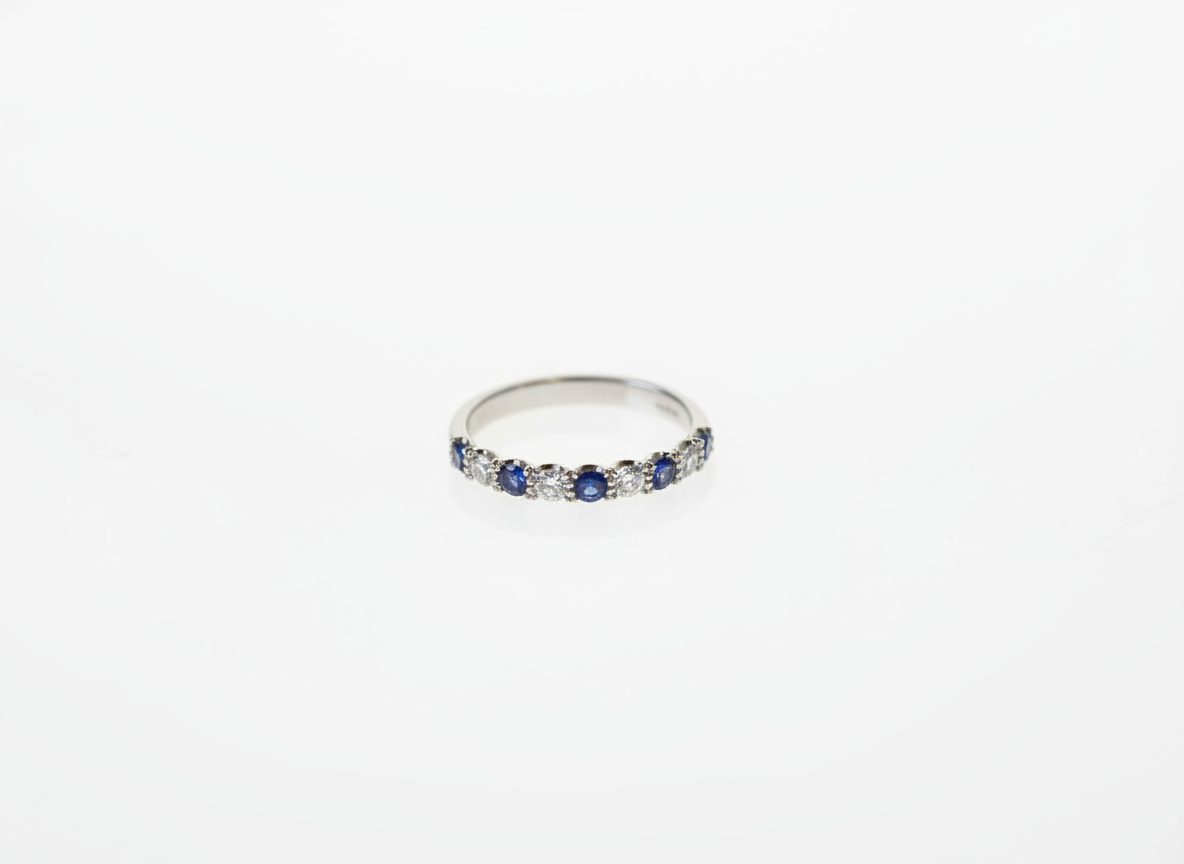 Ogden of Harrogate Jewellery Sapphire and Diamond Half-Eternity Ring in Platinum