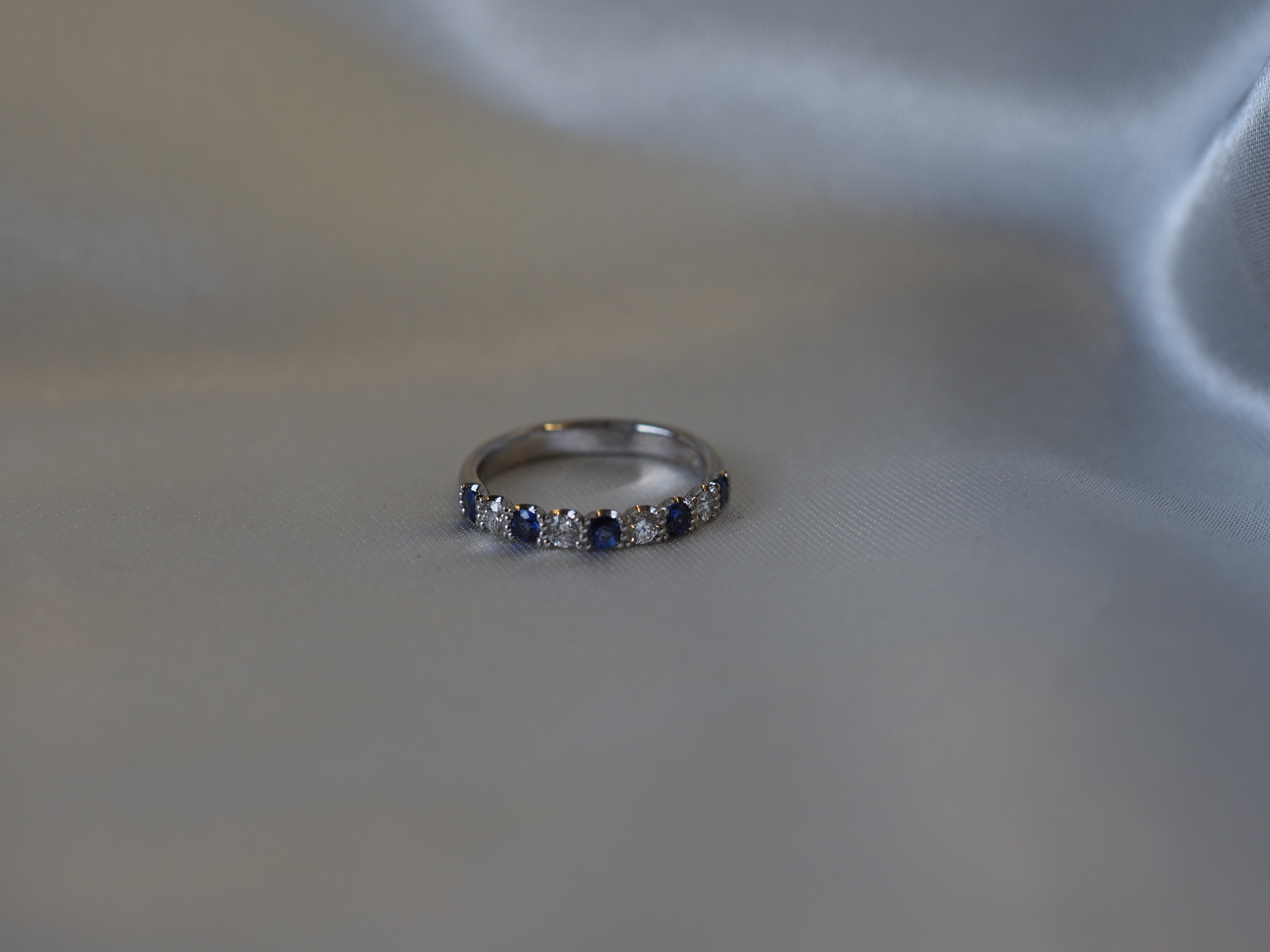 Ogden of Harrogate Jewellery Sapphire and Diamond Half-Eternity Ring in Platinum