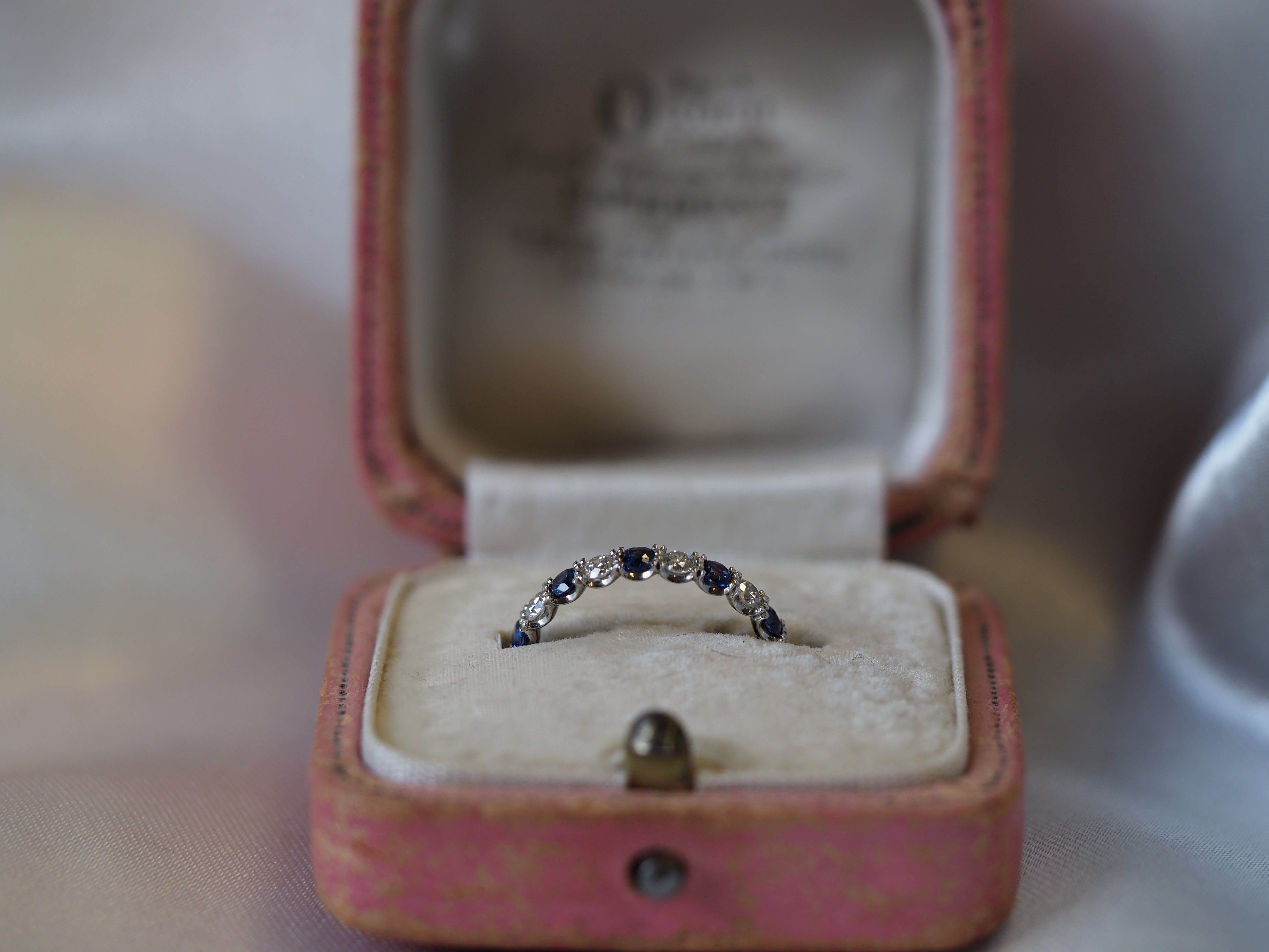 Ogden of Harrogate Jewellery Sapphire and Diamond Half-Eternity Ring in Platinum