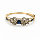 Ogden Of Harrogate Jewellery Sapphire and Diamond Hinged Bangle, Yellow Gold and Silver