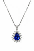 Ogden Of Harrogate Jewellery Sapphire & Diamond Drop Cluster Pendant On Trace Chain, 18ct White Gold