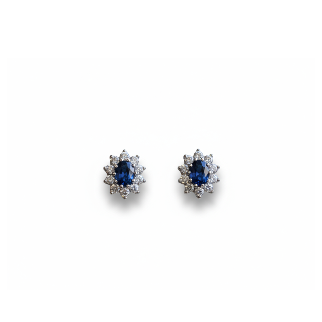 Ogden of Harrogate Jewellery Sappire and Diamond Cluster Studs