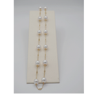 Ogden of Harrogate Jewellery Single Row of Diamond and Akoya Pearl Necklace on a 18k Yellow Gold Chain