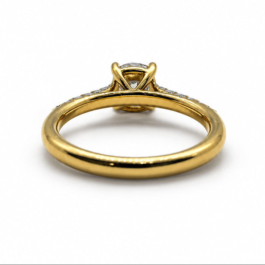 Ogden Of Harrogate Jewellery Single Stone Diamond Solitaire Ring with Diamond Set Shoulders, 18CT Yellow Gold