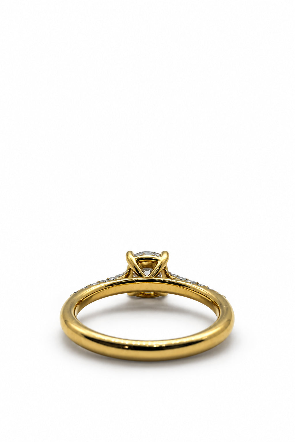 Ogden Of Harrogate Jewellery Single Stone Diamond Solitaire Ring with Diamond Set Shoulders, 18CT Yellow Gold