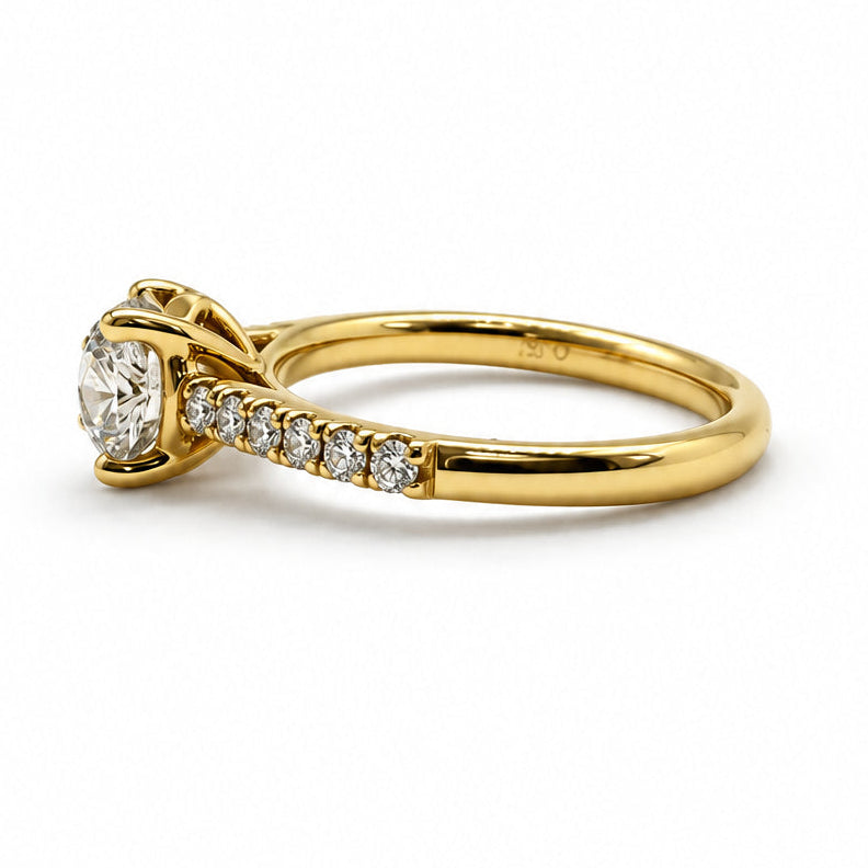 Ogden Of Harrogate Jewellery Single Stone Diamond Solitaire Ring with Diamond Set Shoulders, 18CT Yellow Gold
