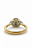 Ogden Of Harrogate Jewellery Teal Sapphire and Diamond Three-stone Ring, 18CT Yellow/White Gold