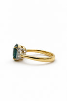 Ogden Of Harrogate Jewellery Teal Sapphire and Diamond Three-stone Ring, 18CT Yellow/White Gold