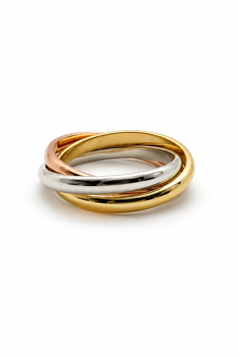 Ogden Of Harrogate Jewellery Three Colour Russian Style Wedding Ring, 9ct