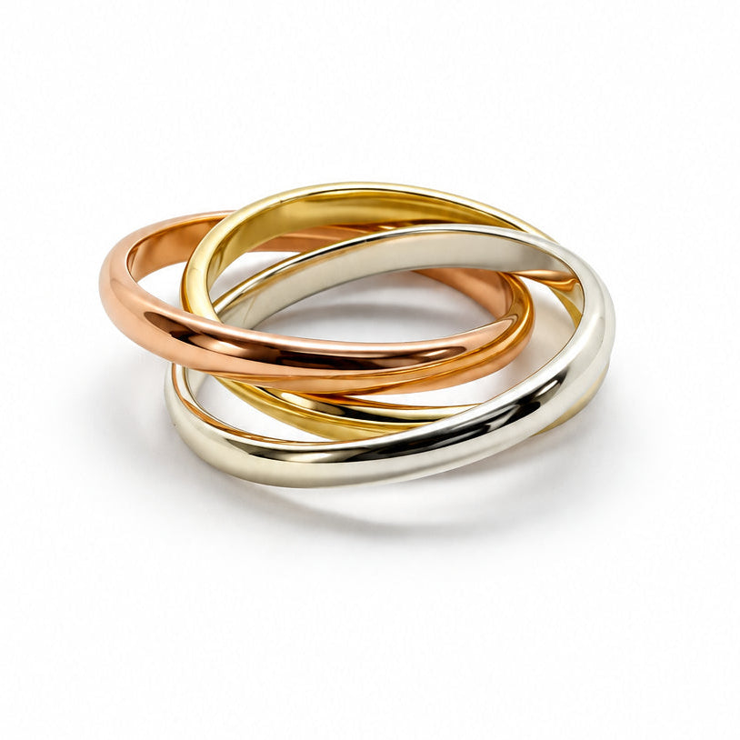 Ogden Of Harrogate Jewellery Three Colour Russian Style Wedding Ring, 9ct
