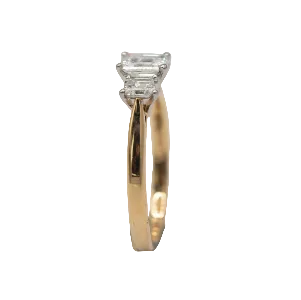 Ogden of Harrogate Jewellery Three Stone Diamond Emerald Cut Ring