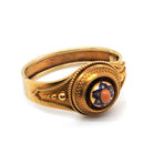 Ogden of Harrogate Jewellery Victorian 15ct Yellow Gold Ornate Hinged Coral-Set Mourning Bangle, c.1890