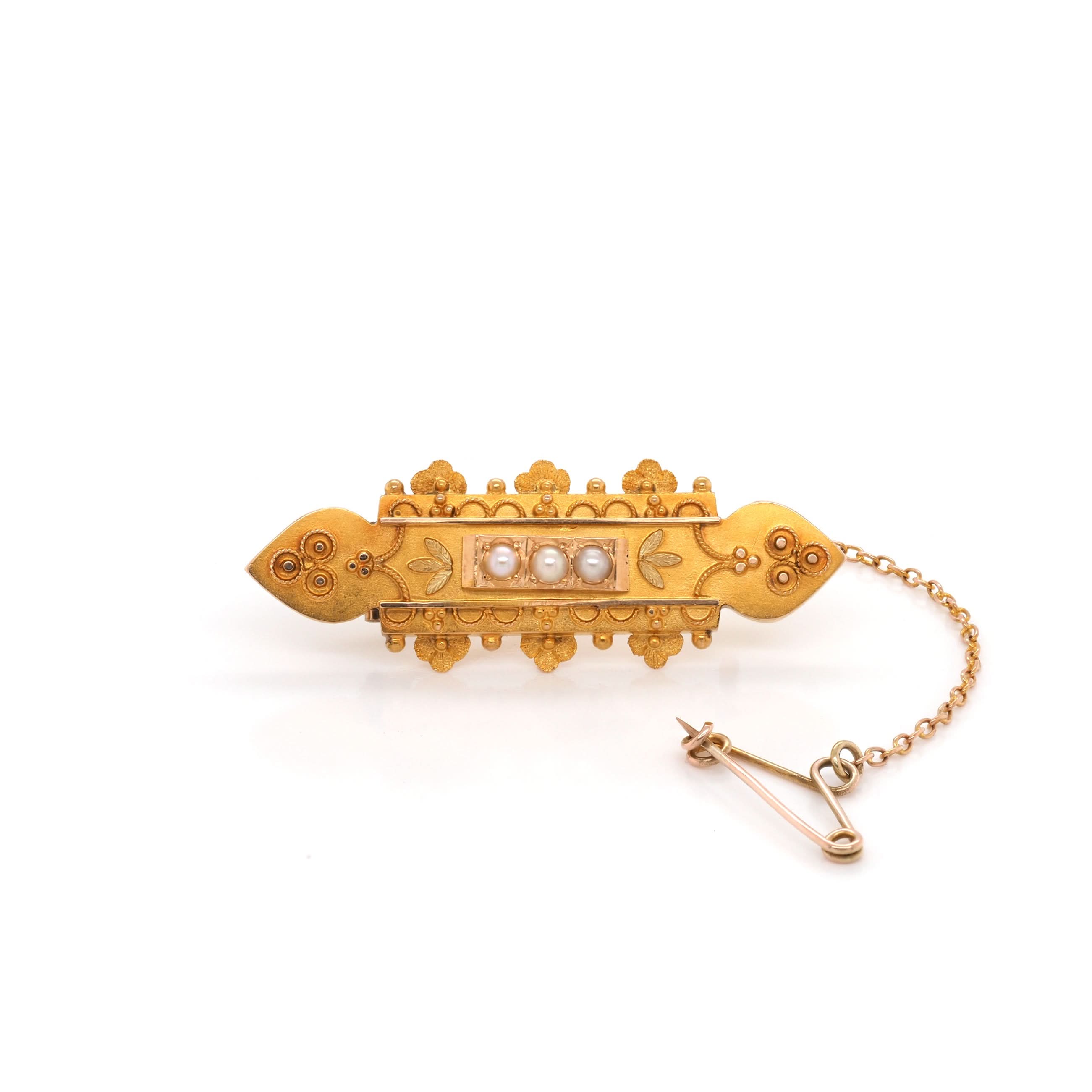 Ogden of Harrogate Jewellery Victorian 15ct Yellow Gold Pearl Brooch
