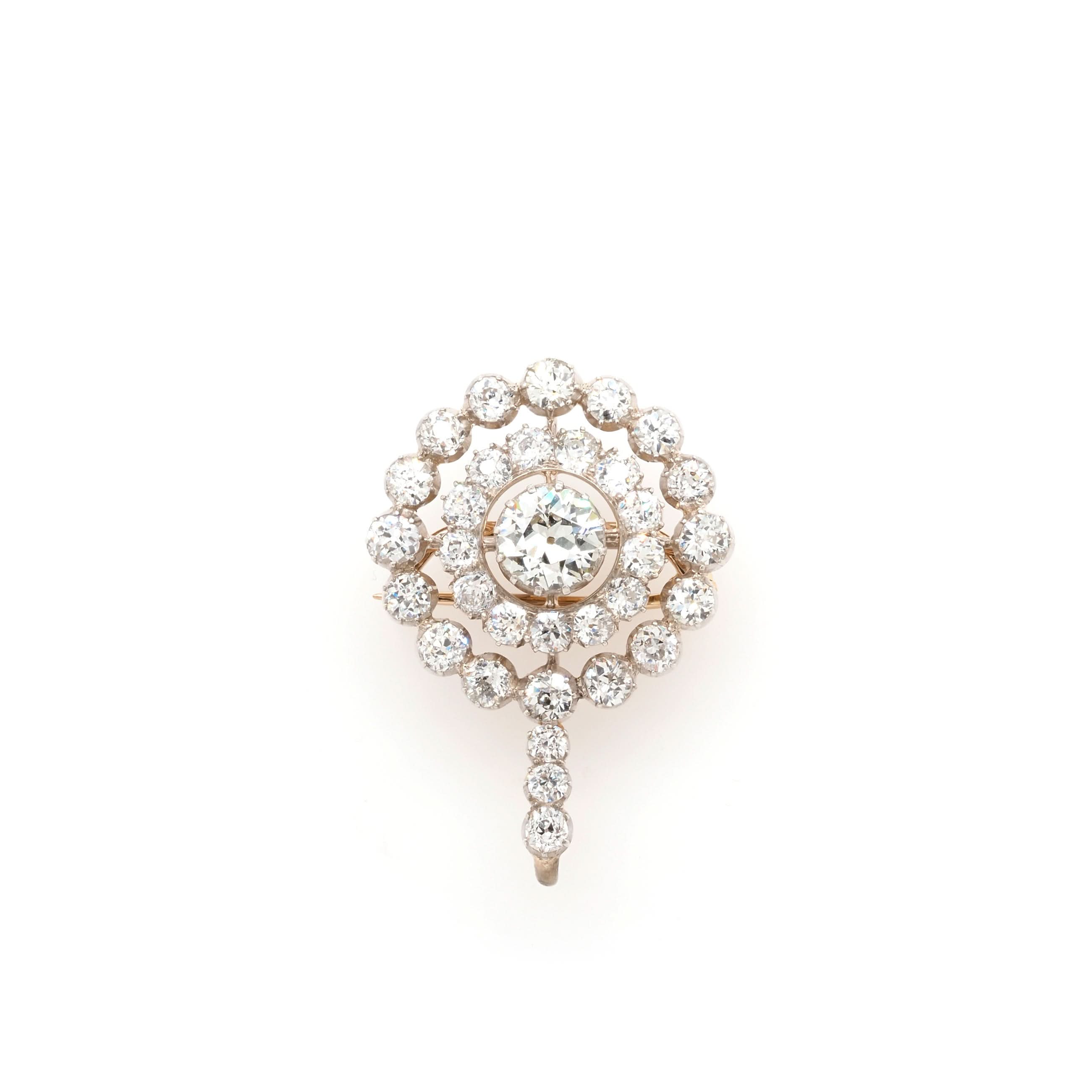 Ogden of Harrogate Jewellery Victorian 18ct Yellow Gold Diamond Target Brooch/Pendant