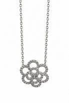 Ogden Of Harrogate Jewellery White Gold Open Flower Shaped Diamond Pendant (18ct) on Fixed 18ct Gold Chain