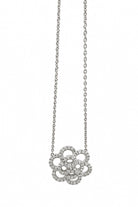 Ogden Of Harrogate Jewellery White Gold Open Flower Shaped Diamond Pendant (18ct) on Fixed 18ct Gold Chain