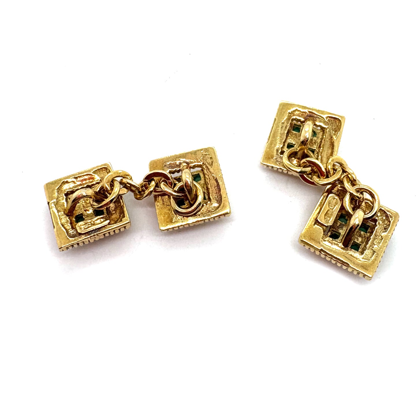 Ogden Of Harrogate Mens Accessories A Pair of 18 carat yellow gold Emerald Cufflinks