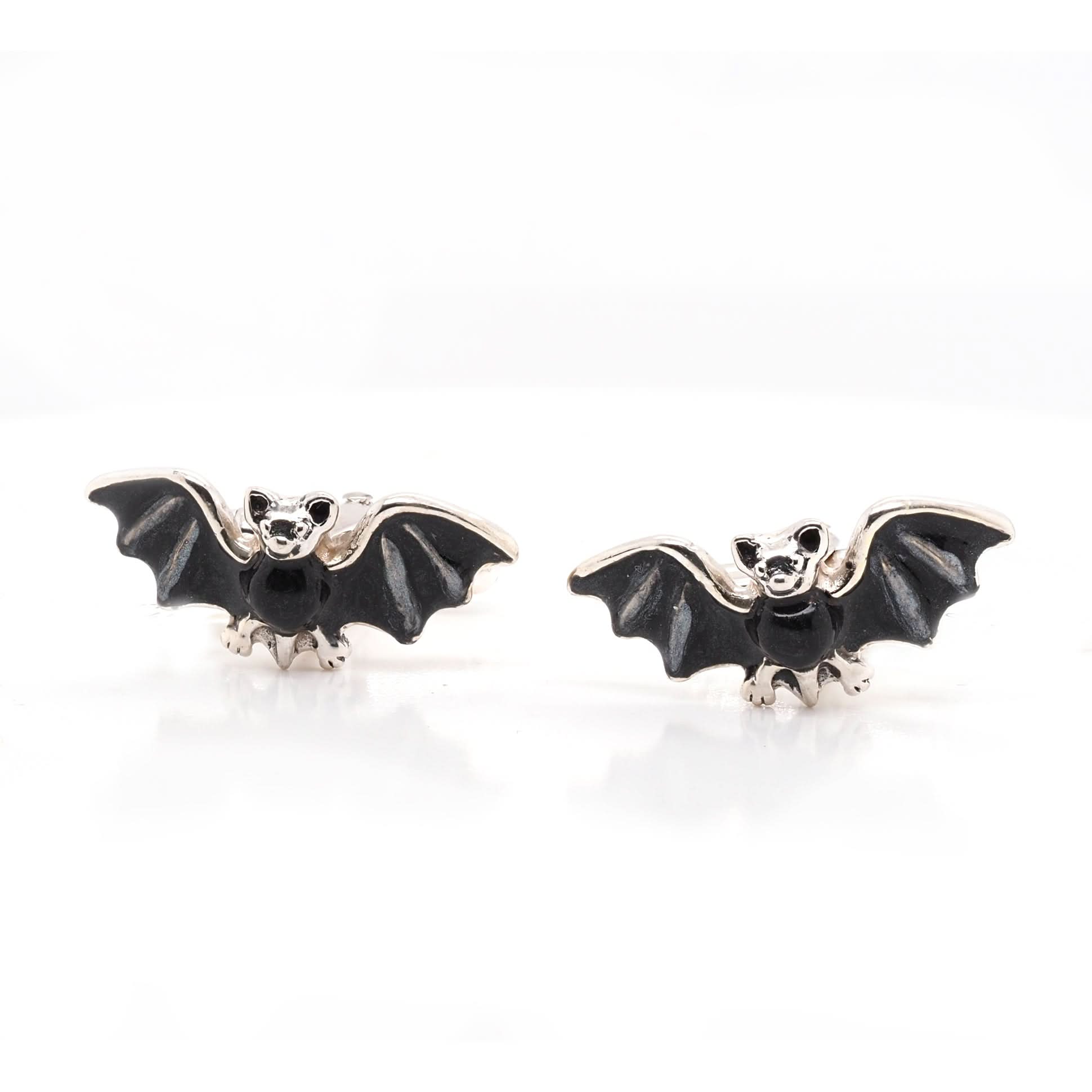 Ogden of Harrogate Mens Accessories A Pair of Silver Enamel Bat Cufflinks