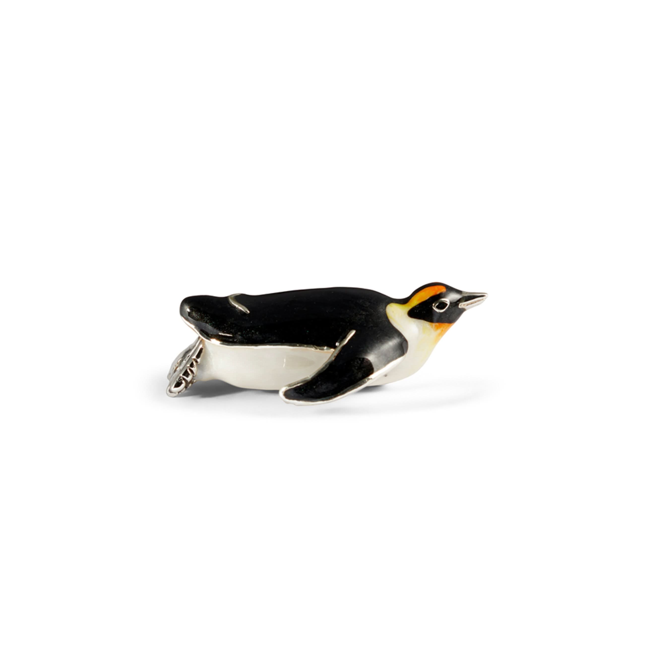 Ogden of Harrogate Silverware Homewares Gifts Silver and Enamel Sliding Penguin