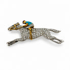 Ogden Of Harrogate Vintage Jewellery 18ct White Gold, Diamond and Enamel Horse and Jockey