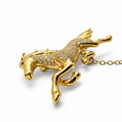 Ogden Of Harrogate Vintage Jewellery 18ct Yellow Gold Diamond Galloping Horse Brooch with Ruby as the Eye
