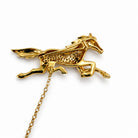 Ogden Of Harrogate Vintage Jewellery 18ct Yellow Gold Diamond Galloping Horse Brooch with Ruby as the Eye