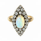 Ogden Of Harrogate Vintage Jewellery 18ct Yellow Gold Victorian Navette Cut Opal and Diamond set Ring