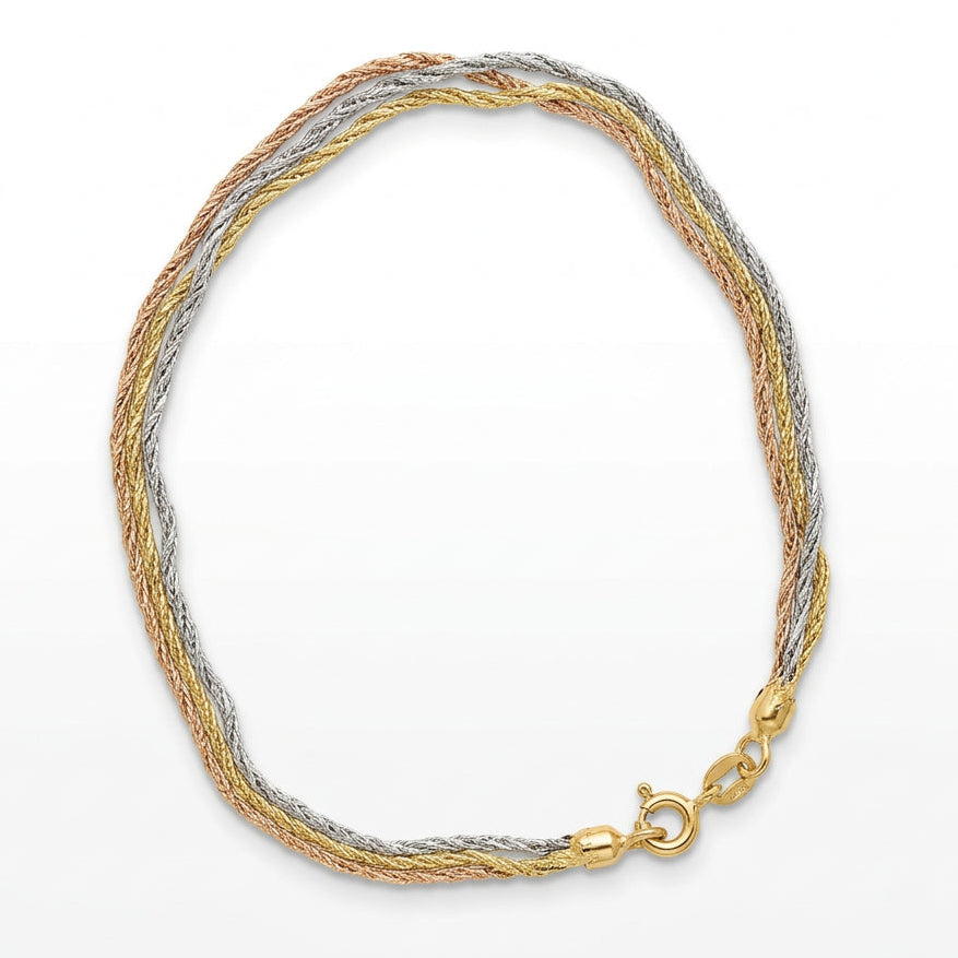 Ogden Of Harrogate Vintage Jewellery 3 Tone 3 Chain Bracelet, 18cm