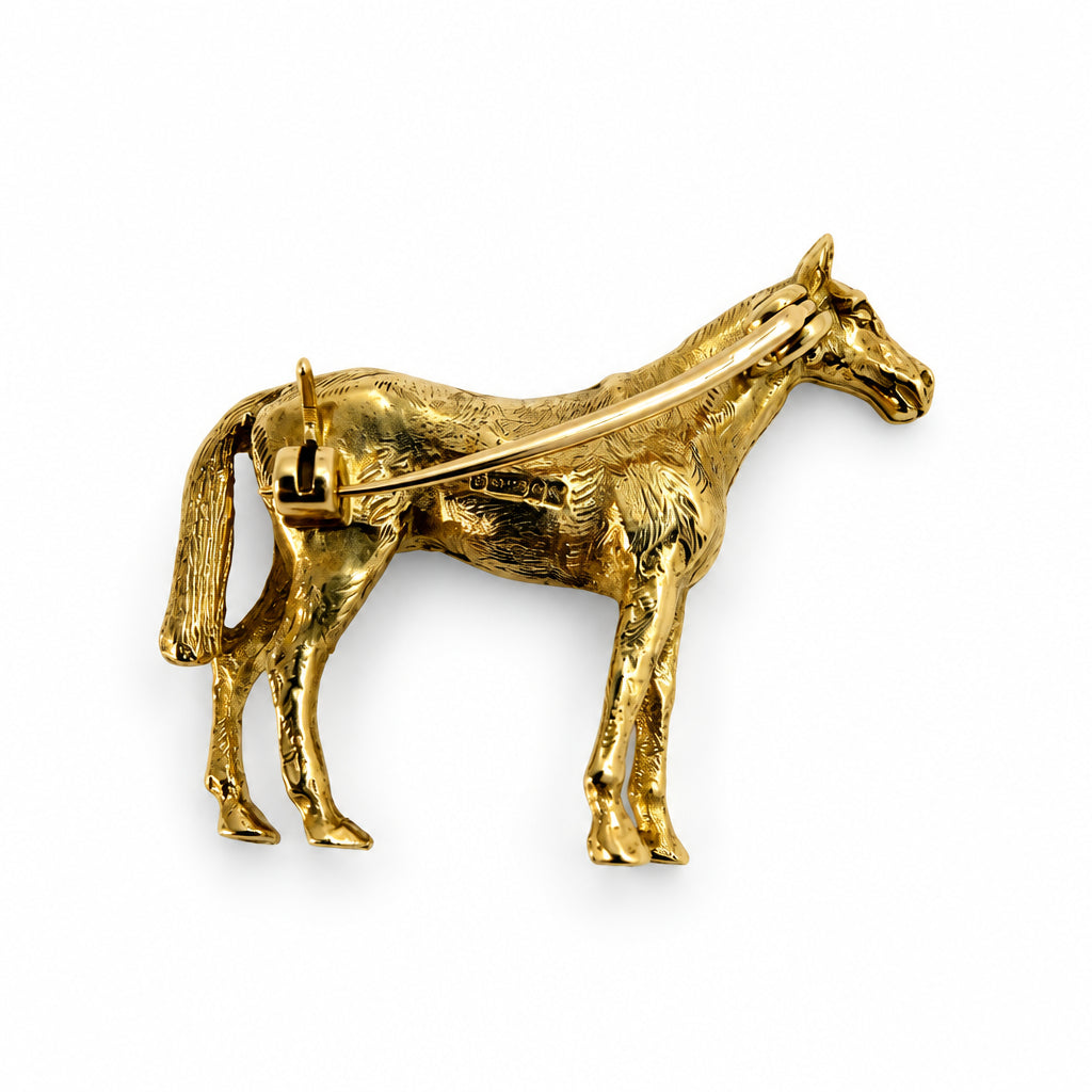 Ogden Of Harrogate Vintage Jewellery 9ct Yellow Gold Horse Brooch