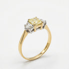 Ogden Of Harrogate Vintage Jewellery A Fancy Yellow Diamond Three Stone Ring in 18ct Yellow and White Gold
