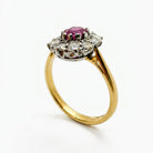 Ogden Of Harrogate Vintage Jewellery A Gold Ruby and Diamond Surround Small Cluster Ring in 18ct Yellow