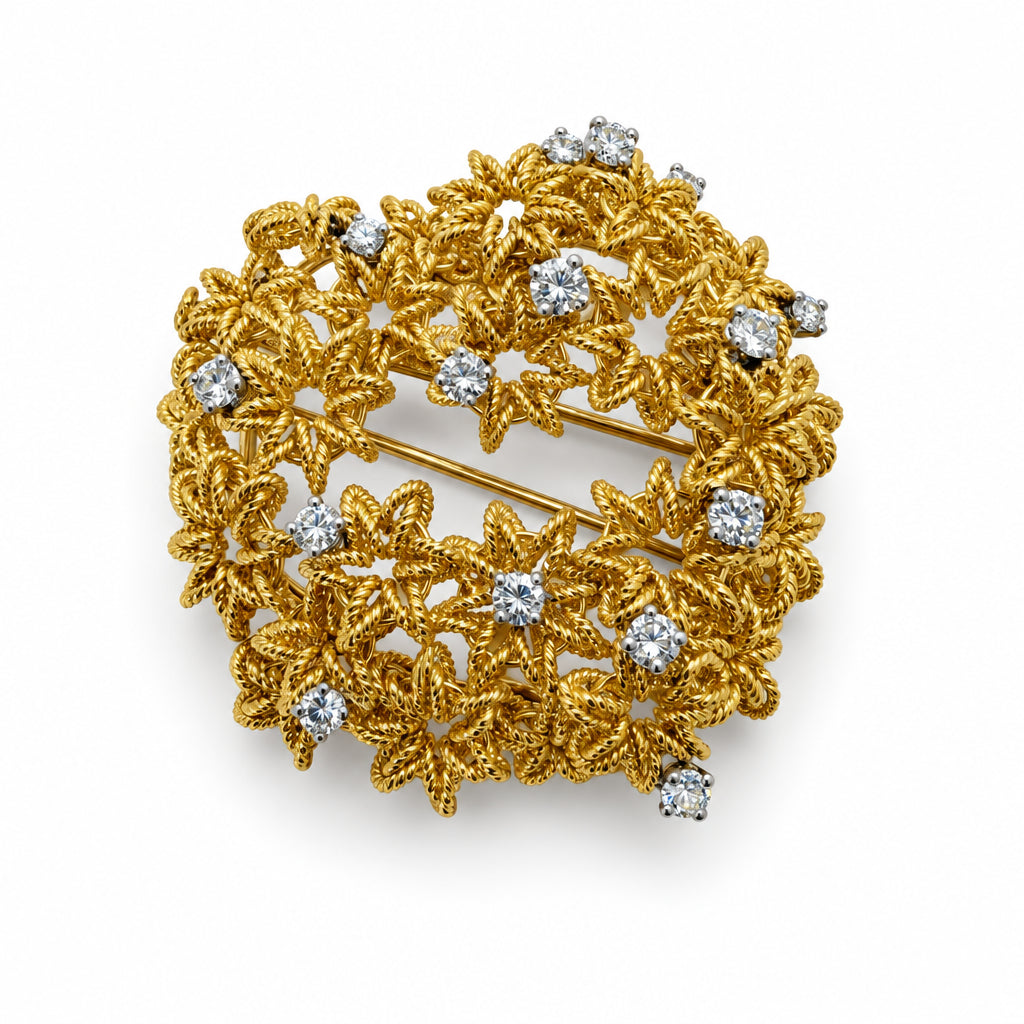 Ogden Of Harrogate Vintage Jewellery A Pair of Antique Clip on earrings and Brooch, Diamond Set