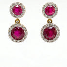 Ogden Of Harrogate Vintage Jewellery A Pair of Ruby and Diamonds Drop Earrings in 18ct Yellow Gold