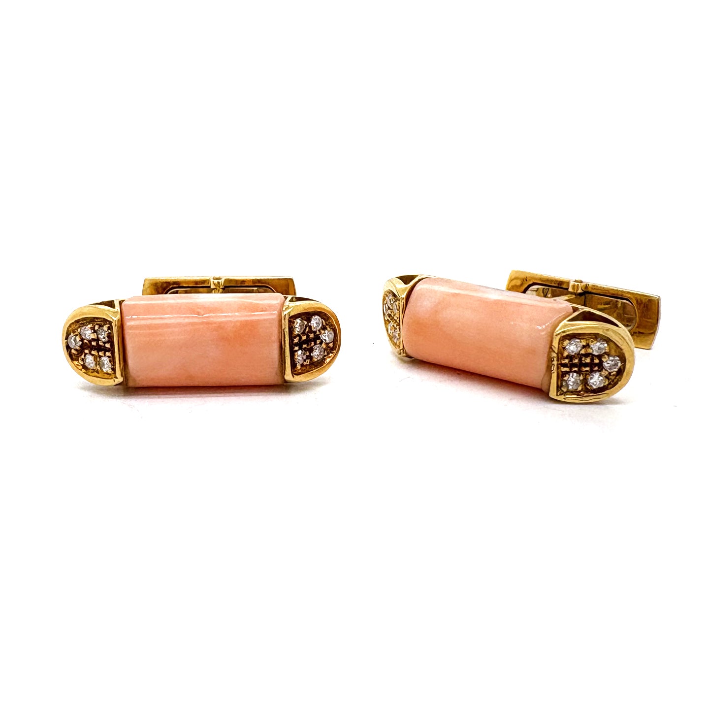 Ogden Of Harrogate Vintage Jewellery A Pair of Vintage Coral and Diamond Cufflinks