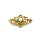 Ogden Of Harrogate Vintage Jewellery A Peridot and Cultured Pearl 9ct gold Brooch