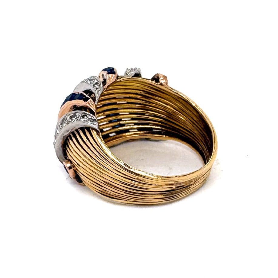 Ogden Of Harrogate Vintage Jewellery A Sapphire and Diamond 18 ct Gold Cocktail Ring Circa 1950s