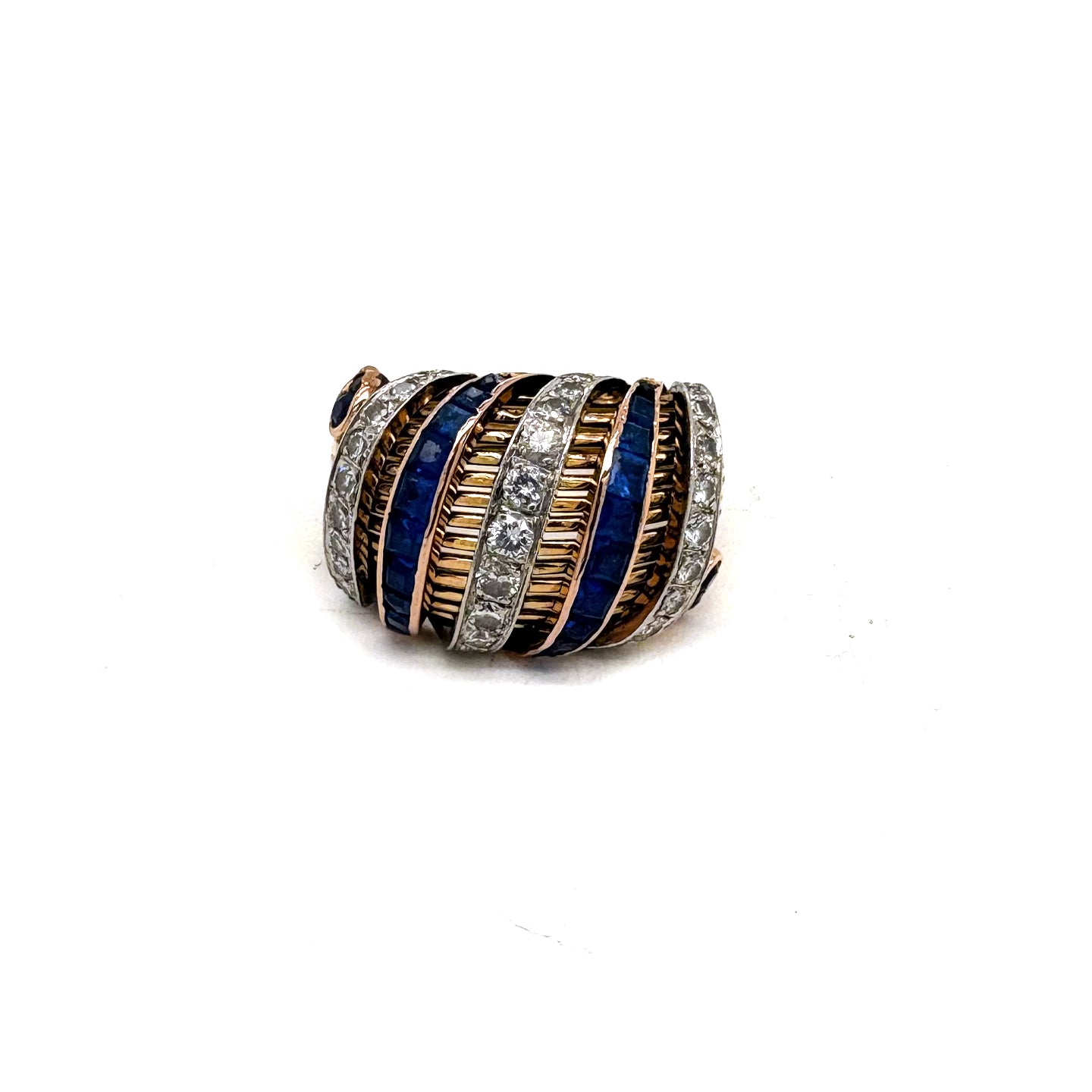 Ogden Of Harrogate Vintage Jewellery A Sapphire and Diamond 18 ct Gold Cocktail Ring Circa 1950s