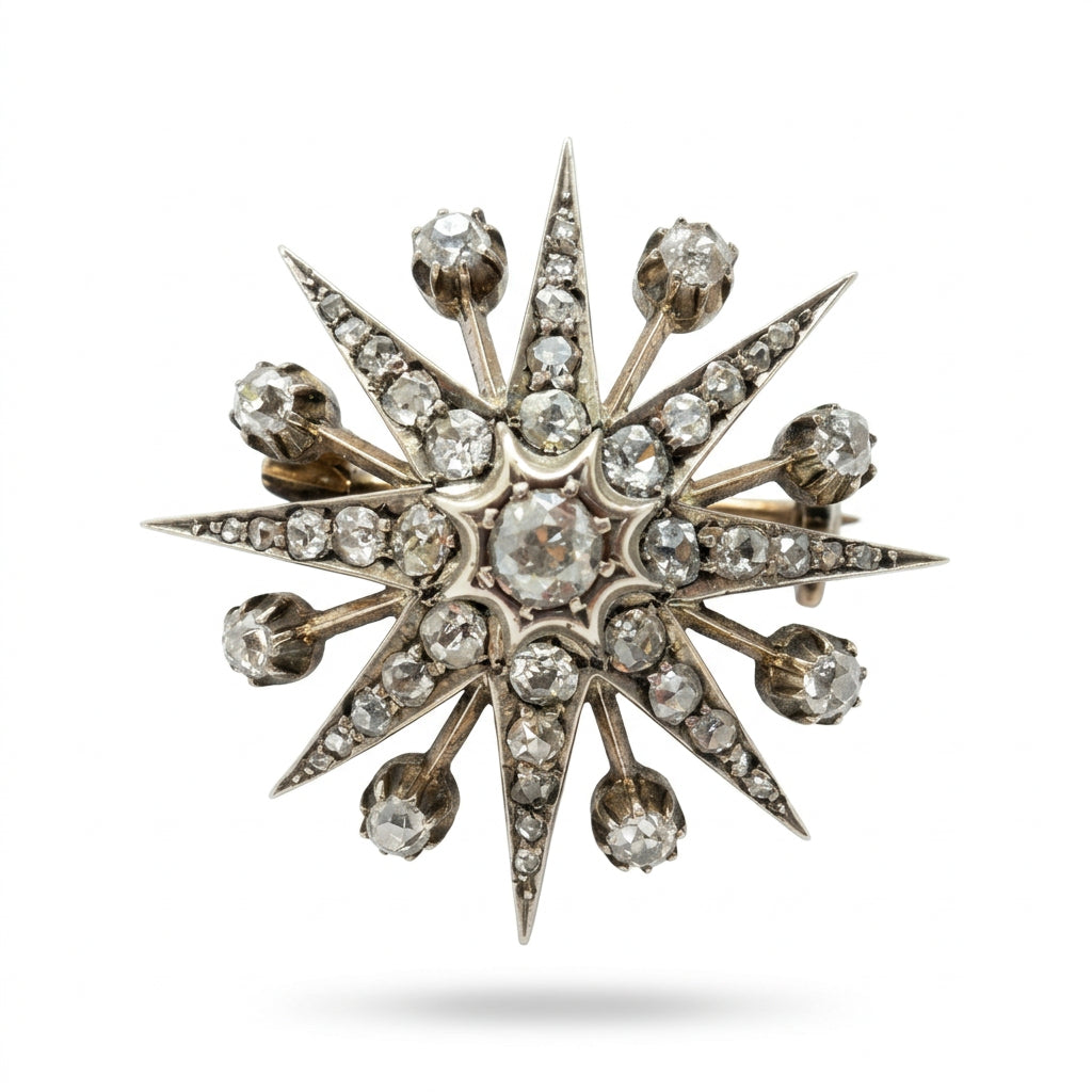 Ogden Of Harrogate Vintage Jewellery A Silver And Gold Diamond Set Star Brooch