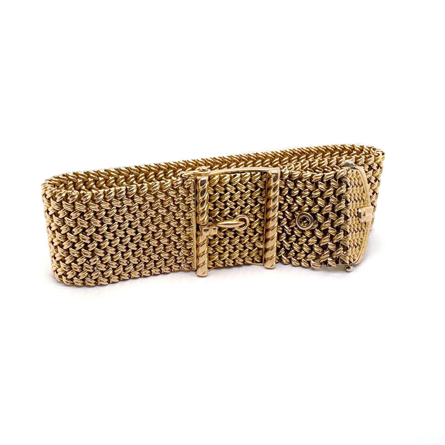Ogden Of Harrogate Vintage Jewellery A Vintage Gold Mesh Strap Buckle Bracelet