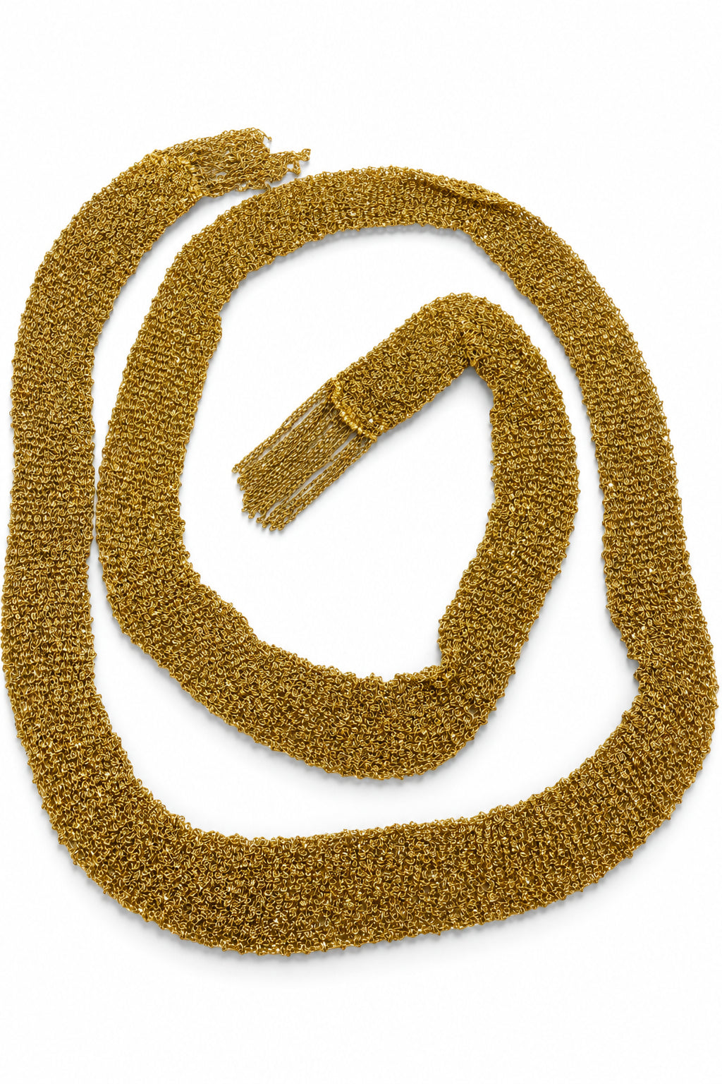 Ogden Of Harrogate Vintage Jewellery An 18ct Yellow Gold Woven Long Necklace with Fringe Ends