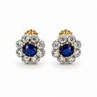 Ogden Of Harrogate Vintage Jewellery Diamond and Sapphire Cluster Earrings, 18CT Yellow and Silver