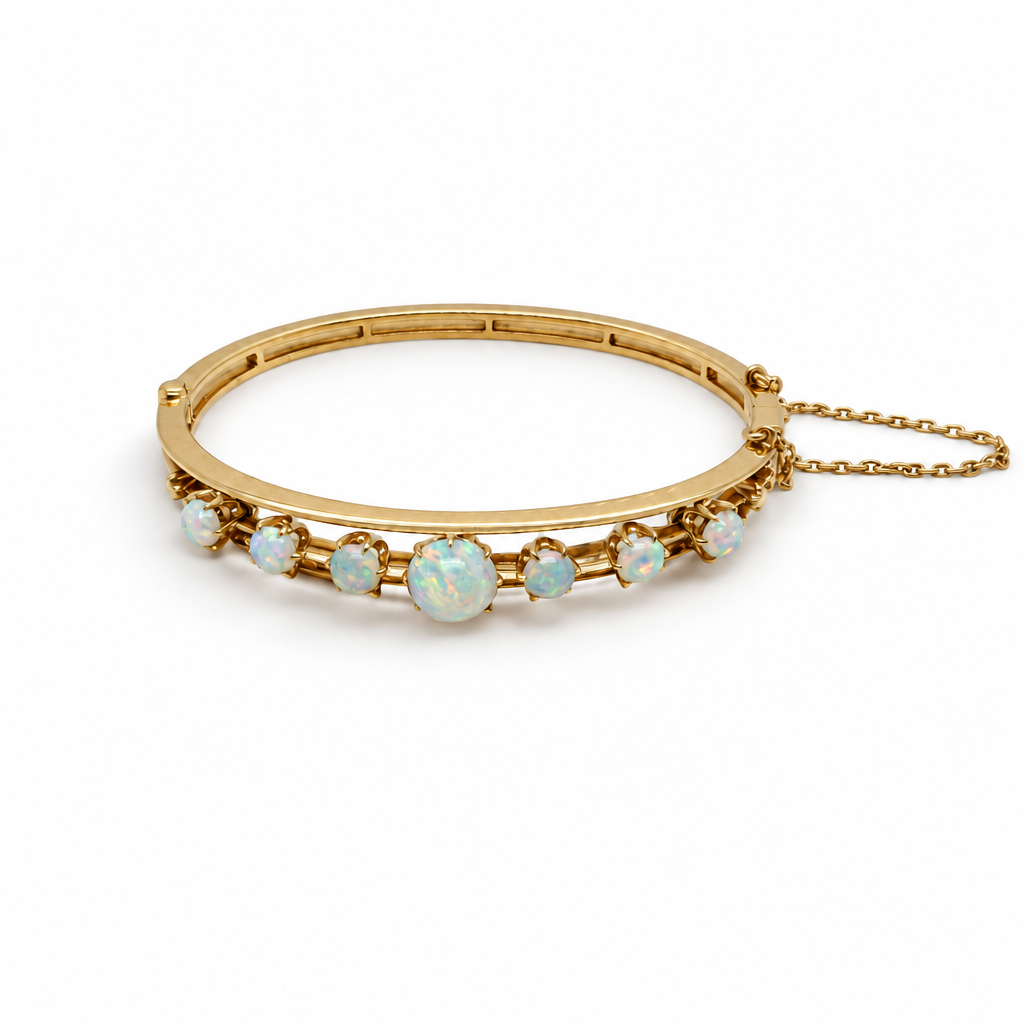 Ogden Of Harrogate Vintage Jewellery Opal Bangle, 18ct Gold