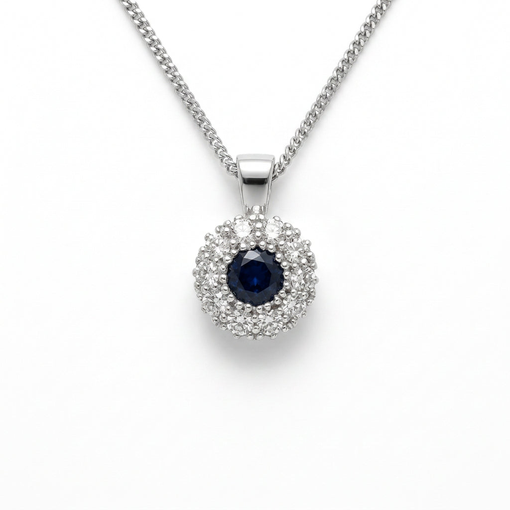 Ogden Of Harrogate Vintage Jewellery Platinum and Diamond Surround Cluster Pendant