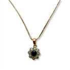 Ogden Of Harrogate Vintage Jewellery Sapphire and Diamond Pendant and Chain in 18ct Yellow Gold